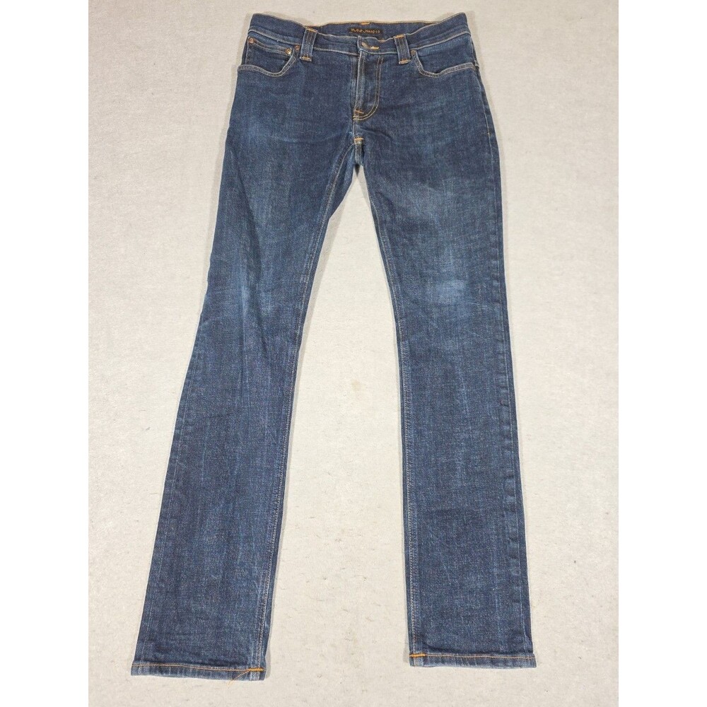 Nudie Organic Thin Finn Dry Indigo Cotton Slim Fit Denim Jean Men’s Size 32x34